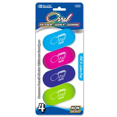4pcs Oval Colored Erasers (Eraser Stationery)