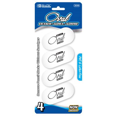4pcs Oval White Erasers (Eraser Stationery)
