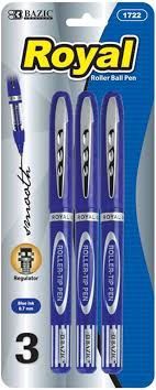 3pcs Royal Roller Ball Blue Pens (Pen Stationery)