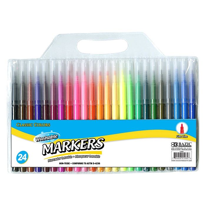 24pcs Fine Line Washable Markers (Marker Stationery)