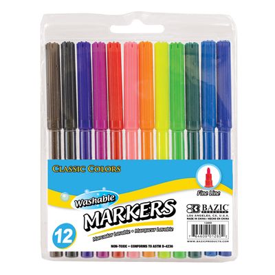 12pcs Washable Markers (Marker Stationery)
