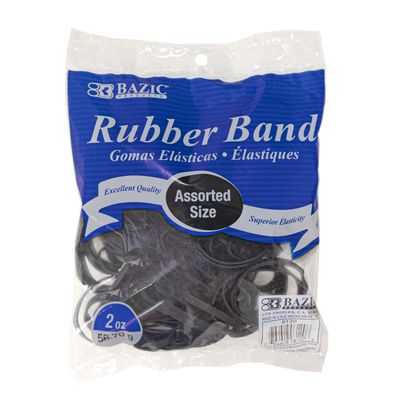 2oz Assorted Size Black Rubber Bands (Bands Stationery)