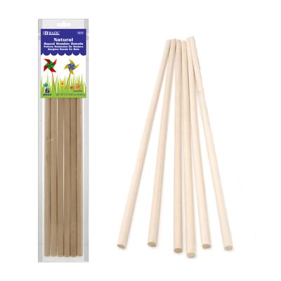6pcs Natural Round Wooden Dowels (Craft)