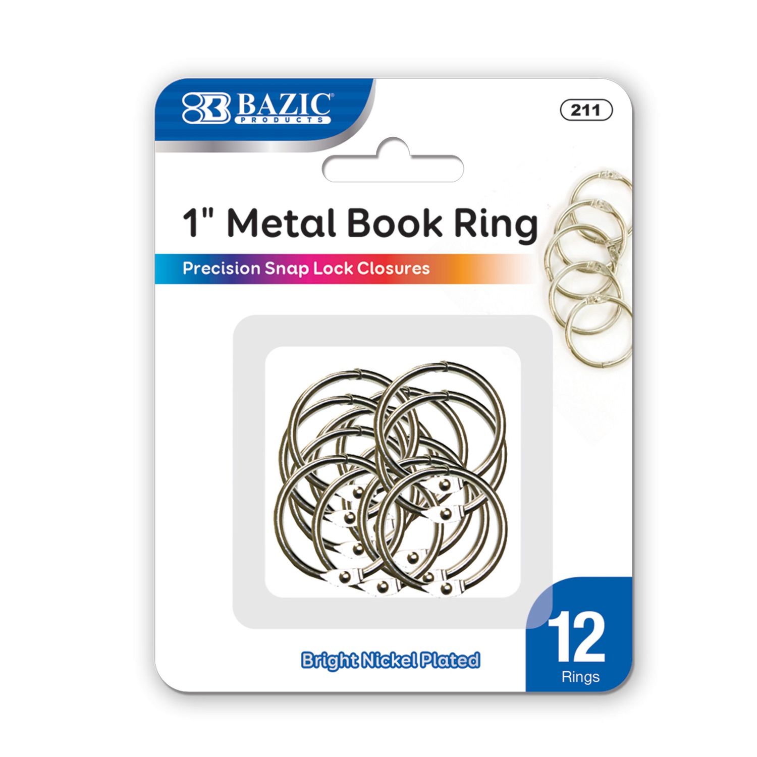 12pcs 1&quot; Metal Book Ring (Binder Stationery)
