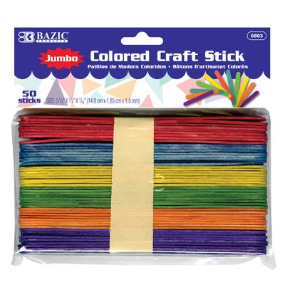 Colored craft sticks jumbo 50  bazic products Stationery
