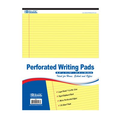 BAZIC PERFORATED WRITING PADS YELLOW Stationery