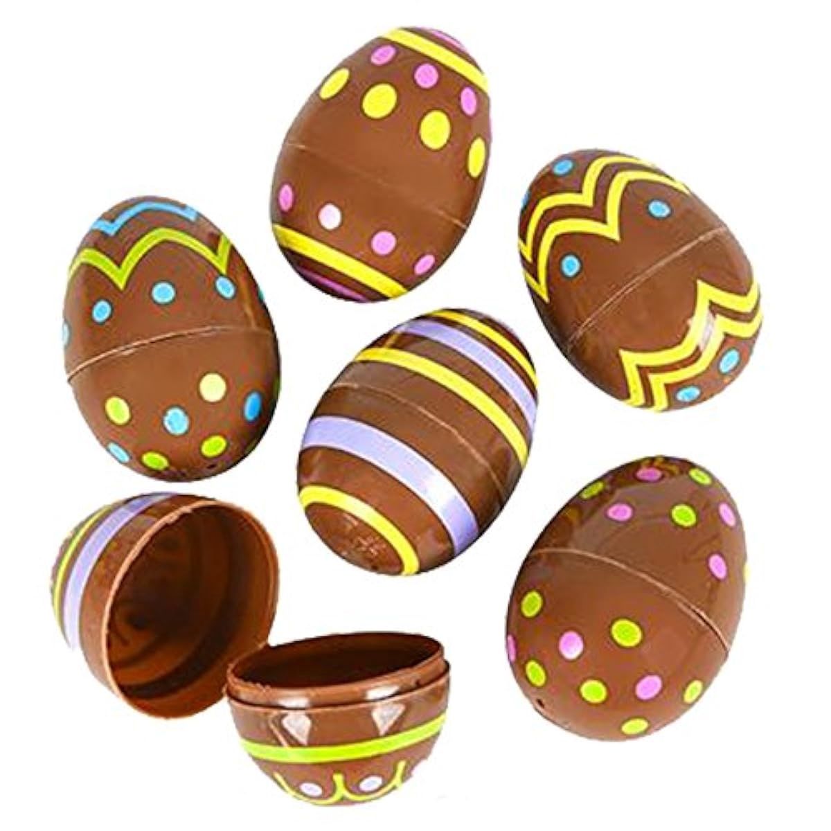 12pcs 2.5&quot; Chocolate Candy Plastic Easter Eggs