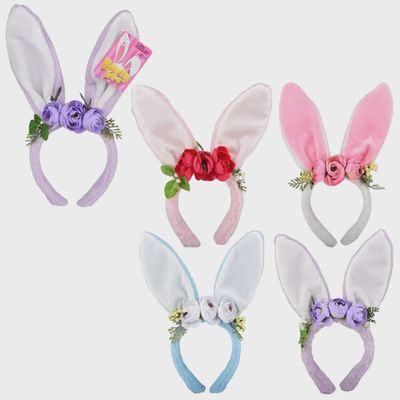 Plush Bunny Ears with Flowers (Easter)