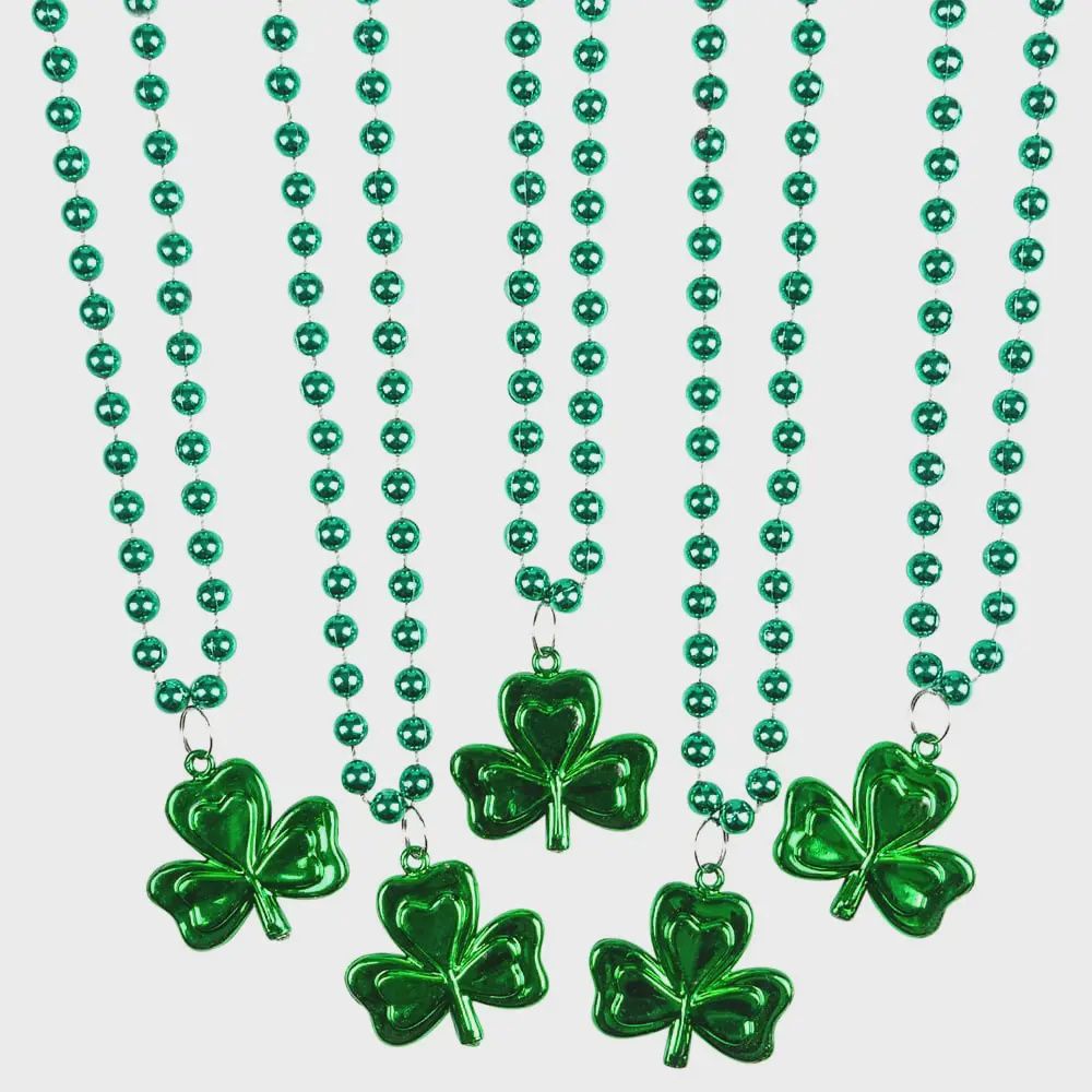 12pcs 33&quot; Shamrock Green Necklace Beads (Party Favours)