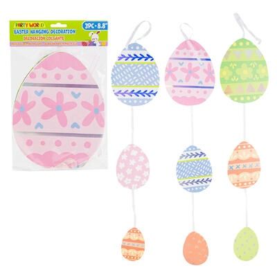 3pcs 8.8&quot; Easter Egg Hanging Decorations (Easter)