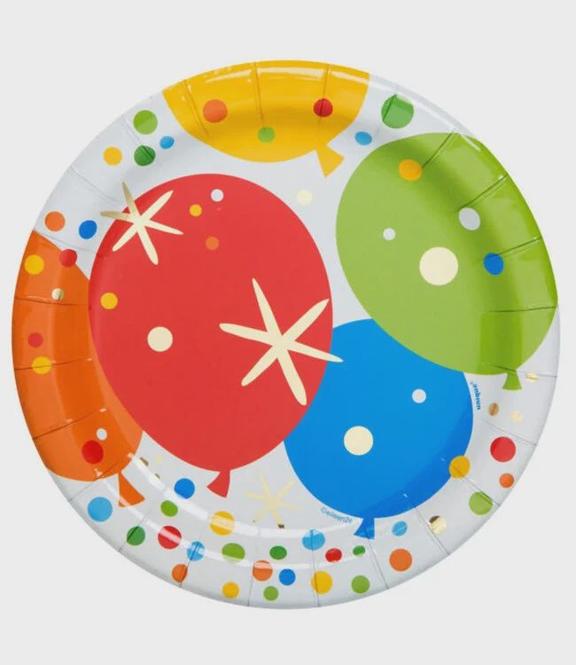 8 Glitzy Gold Birthday 7&quot; Foil Plates CLOSEOUT