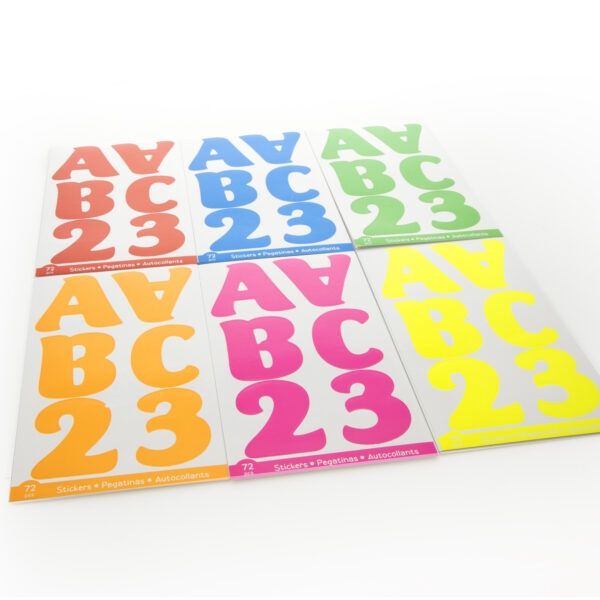 72pcs Assorted Fluorescent Color Alphabet & Number Stickers (Stickers Stationery)