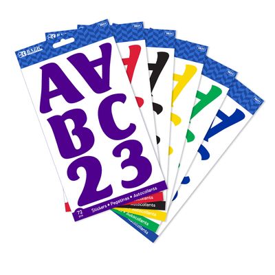 72pcs Classic Color Alphabet &amp; Number Stickers (Sticker Stationery)