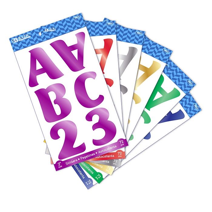 72pcs Assorted Color Metallic Alphabet &amp; Stickers (Stickers Stationery)