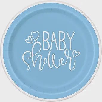 8pcs 7&quot; Blue Heart Baby Shower Plates