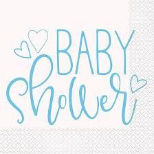 16pcs Blue Hearts Baby Shower Luncheon Napkins