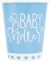 8pcs 9oz Blue Hearts Baby Shower Cups