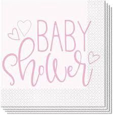 16pcs Pink Heart Baby Shower Luncheon Napkins