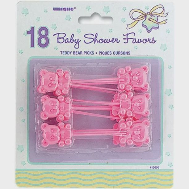 18pcs Baby Shower Teddy Bear Picks (Pink/Blue)
