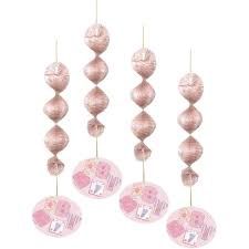 4pcs 18&quot; Baby Shower Pink Stitching Hanging Decorations