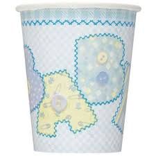 8pcs Baby Shower Blue Stitching 9oz Cups