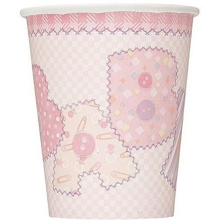 8pcs Baby Shower Pink Stitching 9oz Cups