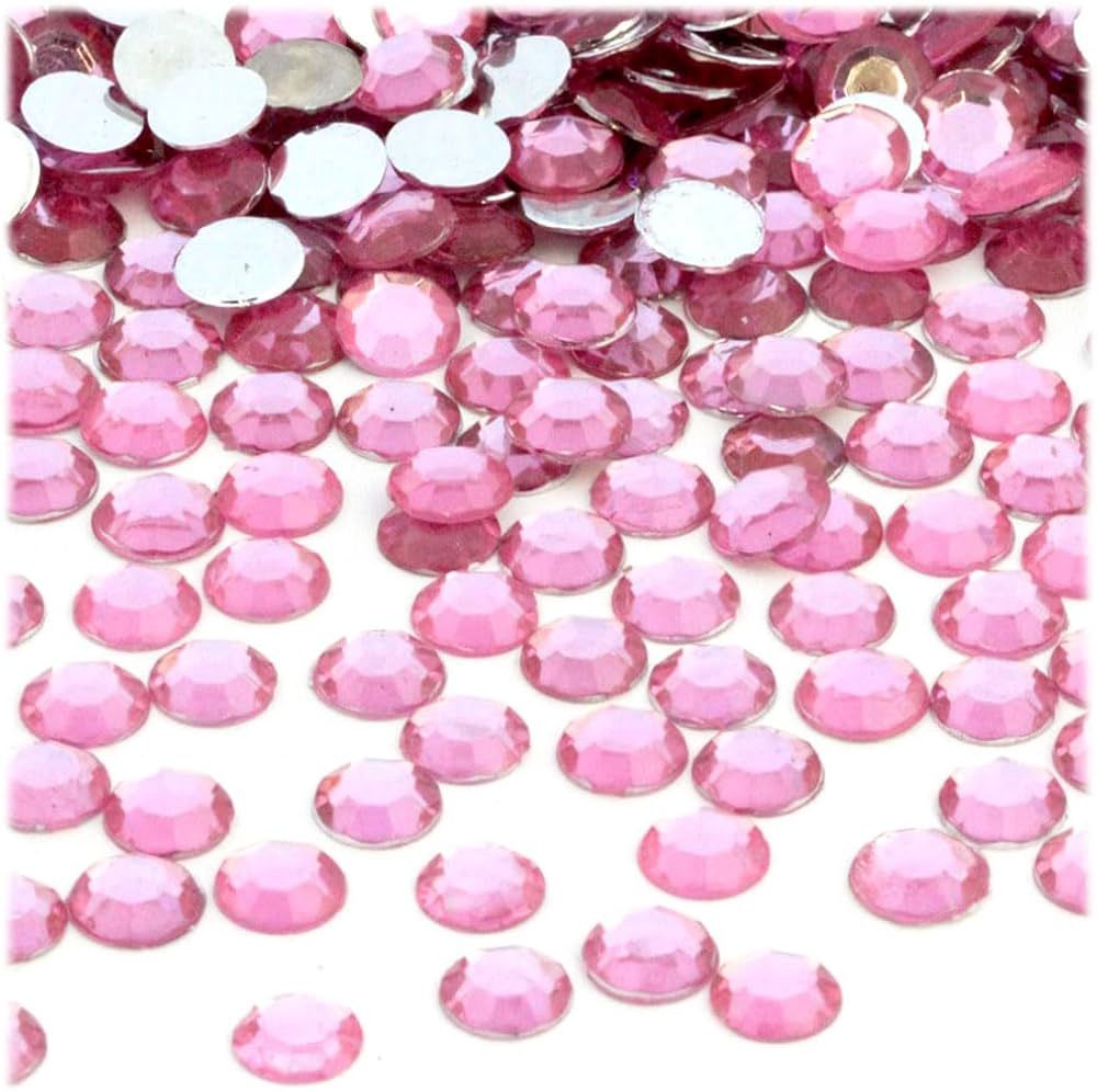 24pcs Round Pink Gems