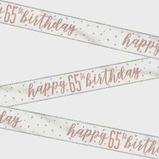 9ft Happy 65th Birthday Rose Gold Foil Banner