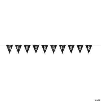 9ft Black Glitz Silver/Gold Age 65th Flag Banner