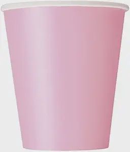 14pcs Solid Color Lovely Pink 9oz Paper Cups