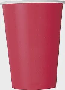 14pcs Solid Color Ruby Red 9oz Paper Cups