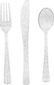 18pcs Glitter Plastic Cutlery (Colors Vary)