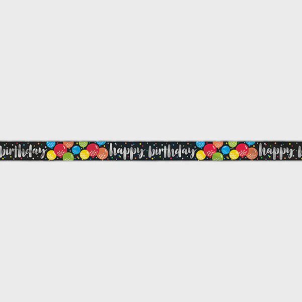 12ft Colorful Balloons Prismatic Happy Birthday Banner