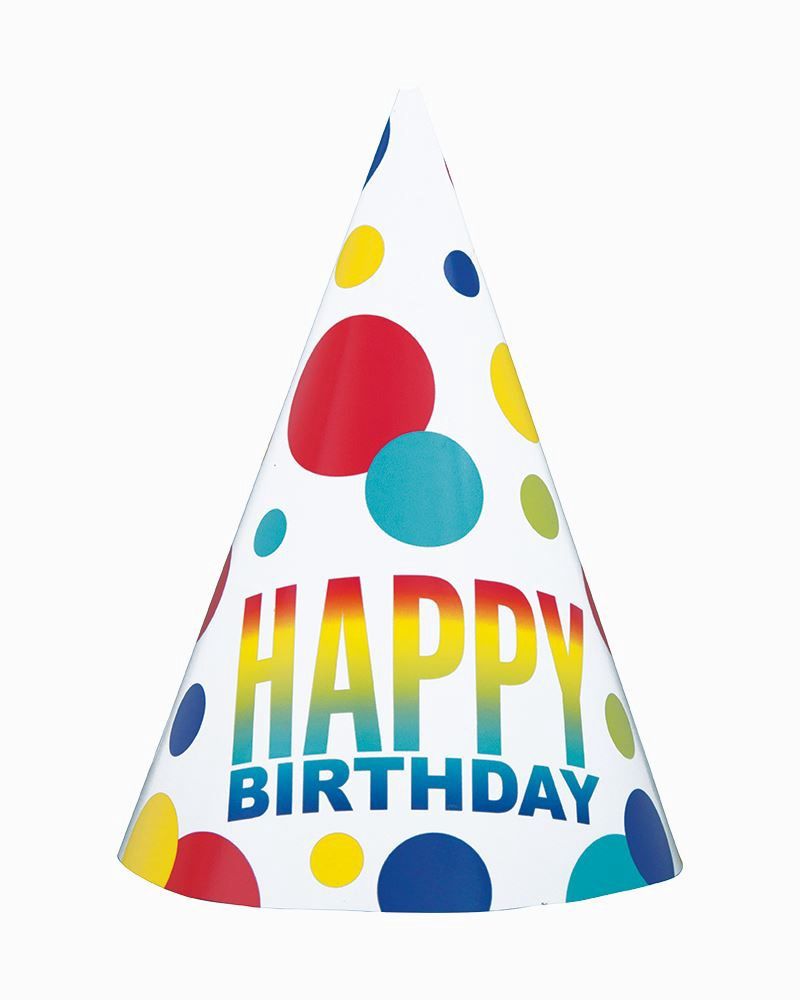 8pcs Rainbow Spots Birthday Hats