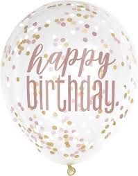 6pcs 12&quot; Happy Birthday Rose Gold Confetti Balloons