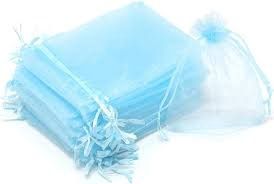 10pcs 3&quot;x4&quot; Organza Mesh Bags (Various Colours), Color: Light Blue