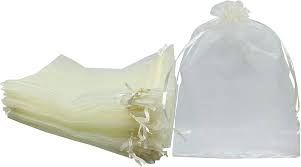 5pcs 8&quot;x12&quot; Organza Mesh Bags, Color: Cream