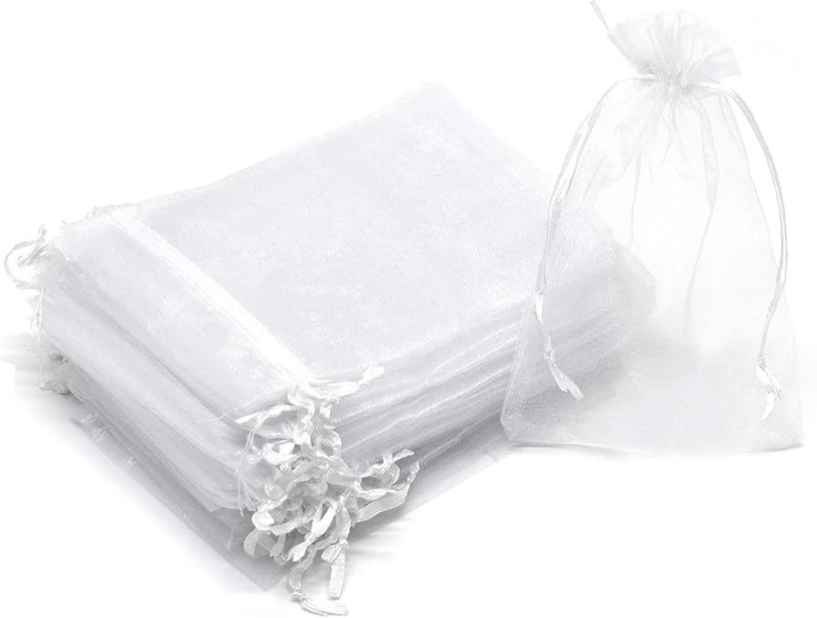 12pcs 8&quot;x12&quot; Organza Mesh Bags, Color: White