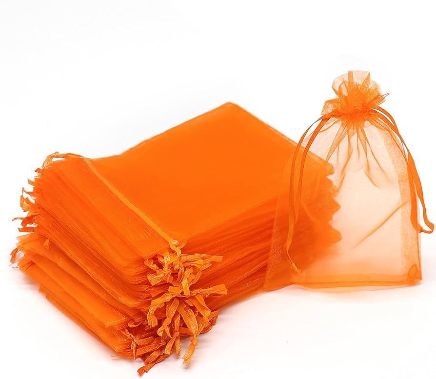 6pcs 8&quot;x12&quot; Organza Mesh Bags (Orange)