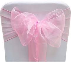 6pcs 2.7m Long Organza Chair Bows, Color: Light Pink