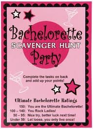 8 cards Bachelorette Scavenger Hunt Game