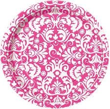 8pcs Pink Damask 9&quot; Plates