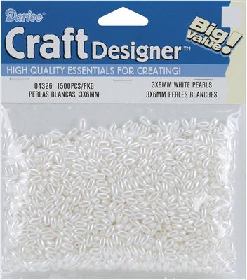 Darice 1500pcs 3x6mm White Pearls
