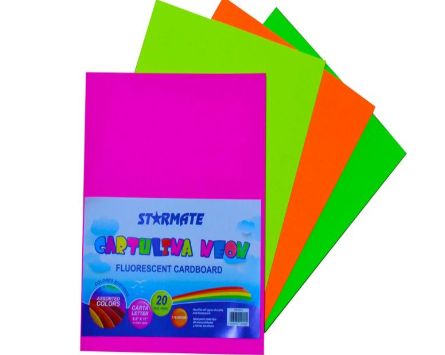 STARMATE 20pcs Assorted Fluorescent Color Stock Card