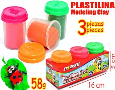 STARMATE 3pcs Neon Colors Tube Modeling Clay