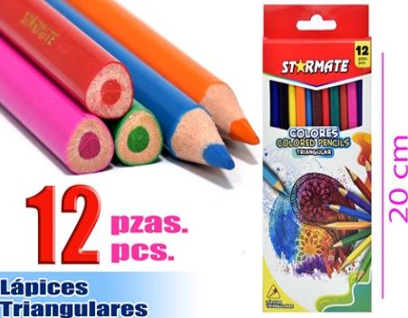 STARMATE 12pcs Triangular Colored Pencils