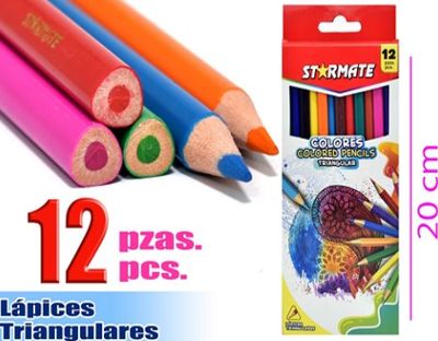 STARMATE 12pcs Triangular Colored Pencils