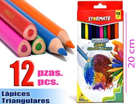 STARMATE 12pcs Jumbo Triangular Color Pencils