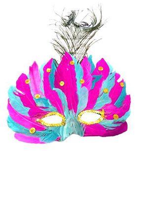 Feathered Mask with Sequins