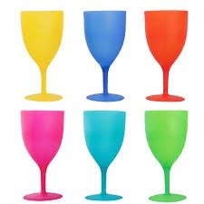 Reusable Plastic Wine Glasses (Colors Vary)